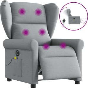 vidaXL Rozkładany fotel masujący, elektryczny, jasnoszary, tkanina 9