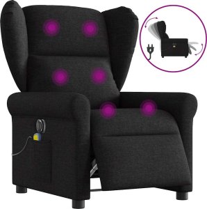 vidaXL Rozkładany fotel masujący, elektryczny, czarny, tkanina 9