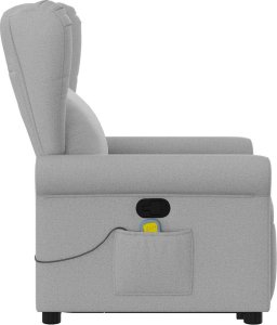 vidaXL Podnoszony fotel masujący, rozkładany, szary, tkanina 5