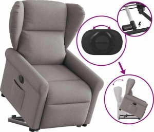 vidaXL Podnoszony fotel rozkładany, elektryczny, kolor taupe, tkanina 7