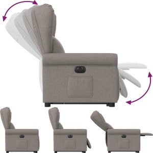 vidaXL Podnoszony fotel rozkładany, elektryczny, kolor taupe, tkanina 9