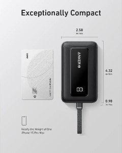 Anker Power Bank with Built-In USB-C Cable | A1688H11 | 10000 mAh | Black 1