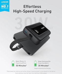 Anker Power Bank with Built-In USB-C Cable | A1688H11 | 10000 mAh | Black 3