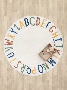 Okrągły dywan bawełniany w litery, Ø 120 cm 4
