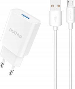 Ładowarka sieciowa Dudao A4EU USB-A 2.1A - biała + kabel USB-A - micro USB 1