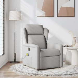 vidaXL Rozkładany fotel masujący, szary, obity tkaniną 2