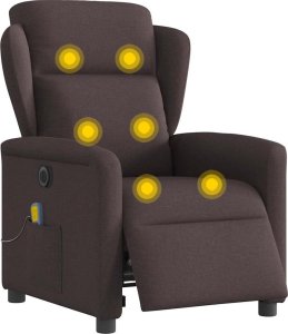 vidaXL Rozkładany fotel masujący, elektryczny, ciemny brąz, tkanina 3