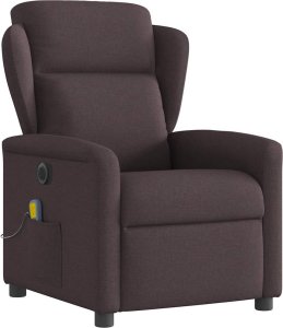 vidaXL Rozkładany fotel masujący, elektryczny, ciemny brąz, tkanina 4