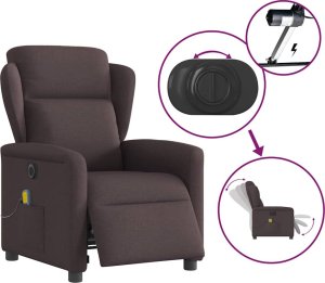vidaXL Rozkładany fotel masujący, elektryczny, ciemny brąz, tkanina 8