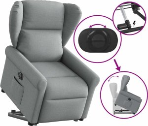 vidaXL Podnoszony fotel masujący, elektryczny, rozkładany, jasnoszary 7