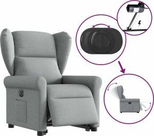 vidaXL Podnoszony fotel masujący, elektryczny, rozkładany, jasnoszary 8