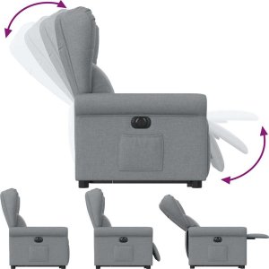 vidaXL Podnoszony fotel masujący, elektryczny, rozkładany, jasnoszary 9