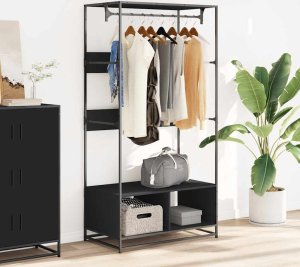 vidaXL Szafa, czarna, 90x50x180 cm, materiał drewnopochodny 3