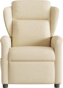 vidaXL Rozkładany fotel masujący, kremowy, obity tkaniną 3