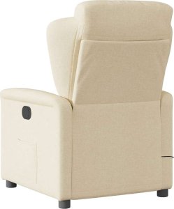 vidaXL Rozkładany fotel masujący, kremowy, obity tkaniną 5