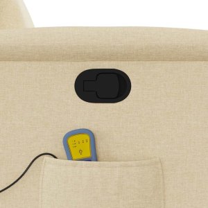 vidaXL Rozkładany fotel masujący, kremowy, obity tkaniną 10