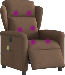 vidaXL Rozkładany fotel masujący, elektryczny, brązowy, tkanina 3