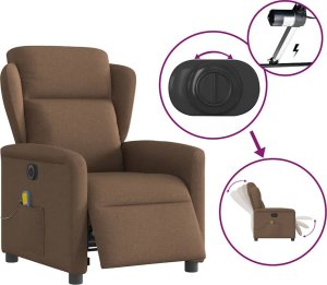 vidaXL Rozkładany fotel masujący, elektryczny, brązowy, tkanina 8