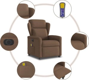 vidaXL Rozkładany fotel masujący, elektryczny, brązowy, tkanina 10