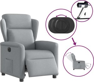 vidaXL Elektryczny fotel rozkładany, jasnoszary, obity tkaniną 8