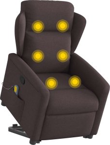 vidaXL Podnoszony fotel masujący, rozkładany, ciemnobrązowy, tkanina 3