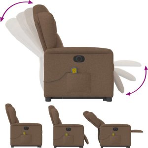 vidaXL Podnoszony fotel masujący, elektryczny, rozkładany, brązowy 10