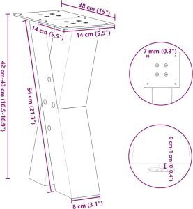 vidaXL Nogi do stolika kawowego, 2 szt., antracyt, stal 10