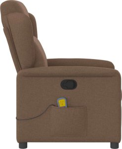 vidaXL Rozkładany fotel masujący, brązowy, obity tkaniną 4