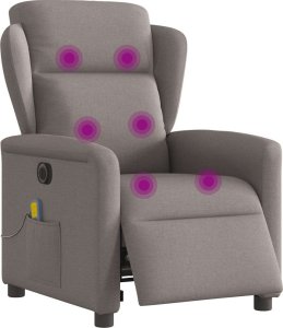 vidaXL Rozkładany fotel masujący, elektryczny, kolor taupe, tkanina 3