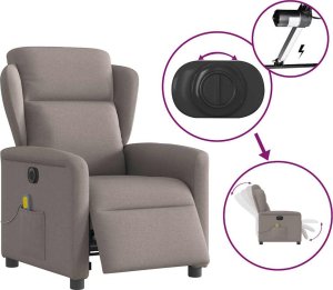 vidaXL Rozkładany fotel masujący, elektryczny, kolor taupe, tkanina 8