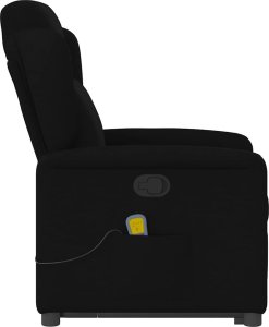 vidaXL Podnoszony fotel masujący, rozkładany, czarny, obity tkaniną 6