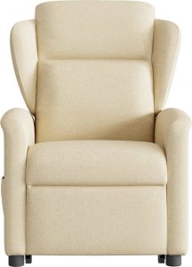 vidaXL Podnoszony fotel masujący, rozkładany, kremowy, obity tkaniną 5
