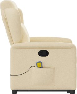 vidaXL Podnoszony fotel masujący, rozkładany, kremowy, obity tkaniną 6