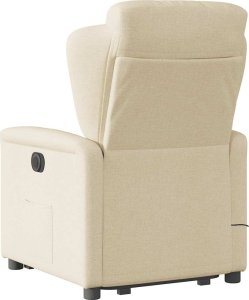 vidaXL Podnoszony fotel masujący, rozkładany, kremowy, obity tkaniną 7