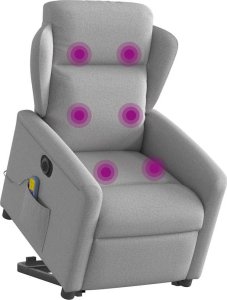 vidaXL Podnoszony fotel masujący, elektryczny, rozkładany, szary 3