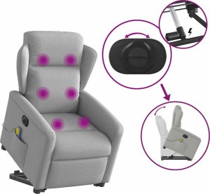 vidaXL Podnoszony fotel masujący, elektryczny, rozkładany, szary 8