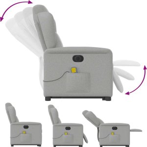 vidaXL Podnoszony fotel masujący, elektryczny, rozkładany, szary 10