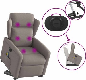 vidaXL Podnoszony fotel masujący, elektryczny, rozkładany, kolor taupe 8