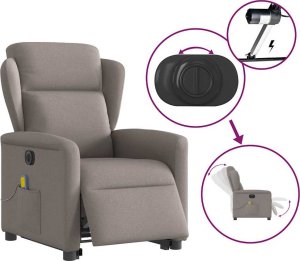 vidaXL Podnoszony fotel masujący, elektryczny, rozkładany, kolor taupe 9
