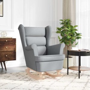 vidaXL Fotel bujany, jasnoszary, 74x90x102 cm, tapicerowany tkaniną 3