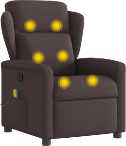 vidaXL Rozkładany fotel masujący, ciemnobrązowy, obity tkaniną 7