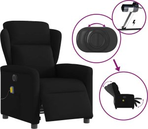 vidaXL Rozkładany fotel masujący, elektryczny, czarny, tkanina 8