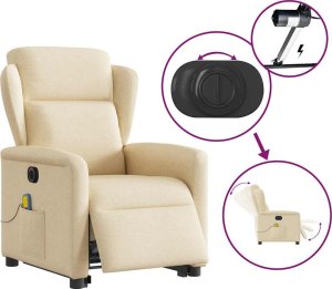 vidaXL Podnoszony fotel masujący, elektryczny, rozkładany, kremowy 9