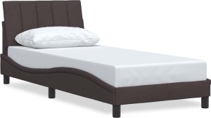 vidaXL vidaXL Rama łóżka bez materaca, ciemnobrązowa, 90x200 cm, tkanina 2