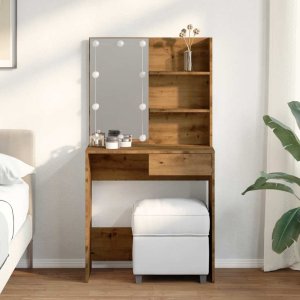 vidaXL Toaletka z oświetleniem LED, dąb artisan, 74,5x40x141 cm 3