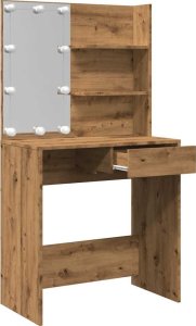vidaXL Toaletka z oświetleniem LED, dąb artisan, 74,5x40x141 cm 9