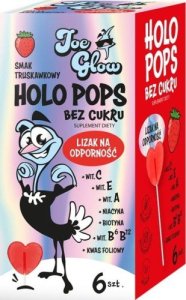 HOLOPOPS Lizak na odporność truskawkowy B/C ( 6szt) 36 g JOE GLOW 1