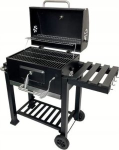 Luksusowy grill węglowy ogrodowy z półkami i termometr 1