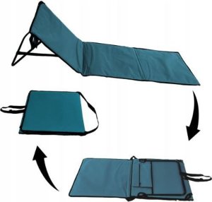 Mata plażowa składana z oparciem i kieszonką leżak turkusowy 2