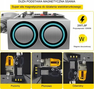 Przenośne Wiertło Magnetyczne Wiertarka Rdzeniowa 1100 W 7 Wierteł 2